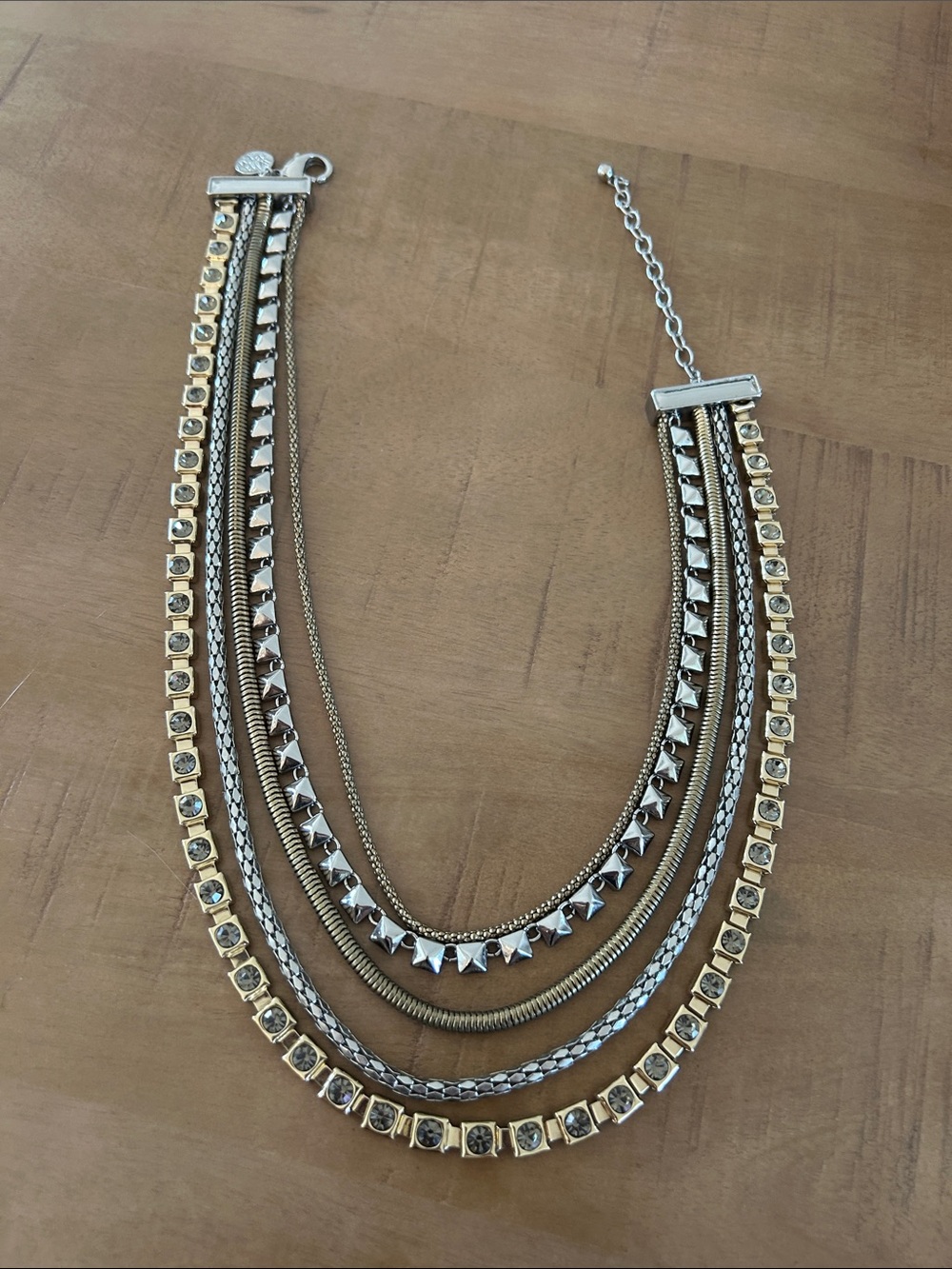 White House Black Market Gold and Silver Layered Chain Necklace